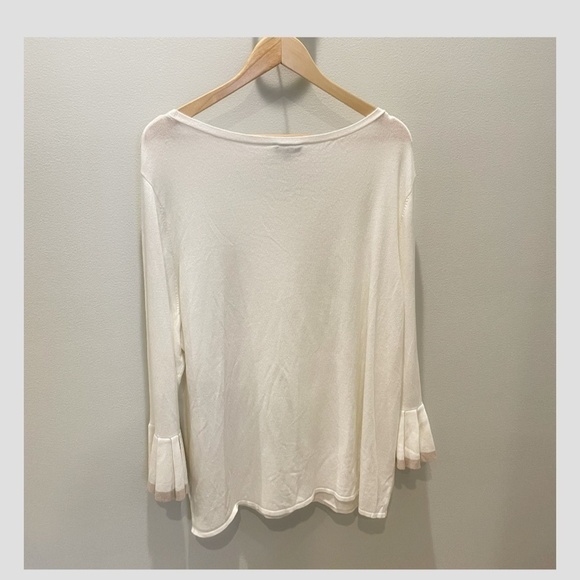 NWT The Limited Top Long Sleeve Tunic Trumpet Sleeve Marshmallow Sand Tip Sleeve - Picture 3 of 7